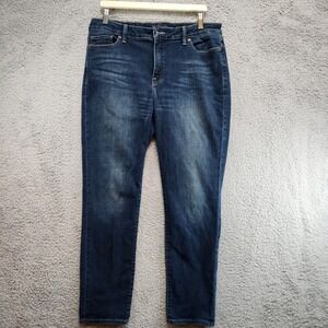 Lucky Brand Jeans Women's 14 X 32 Blue Denim High Rise Pocket Skinny Leg Zip Fly